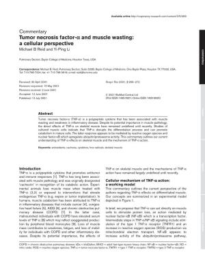 Tumor Necrosis Factor-Α and Muscle Wasting: a Cellular Perspective