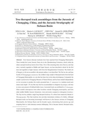 Two Theropod Track Assemblages from the Jurassic of Chongqing, China, and the Jurassic Stratigraphy of Sichuan Basin