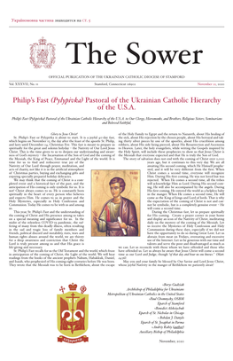 Philip's Fast Pylypivka Pastoral of the Ukrainian Catholic Hierarchy of The
