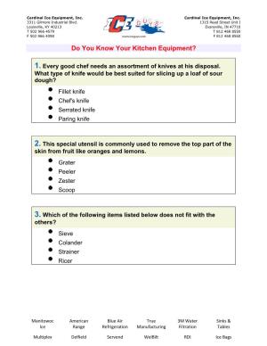 Do You Know Your Kitchen Equipment?