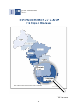 Tourismuskennzahlen 2019/2020 IHK-Region Hannover