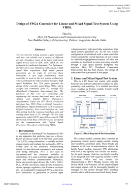 Design of FPGA Controller for Linear and Mixed Signal Test System Using VHDL