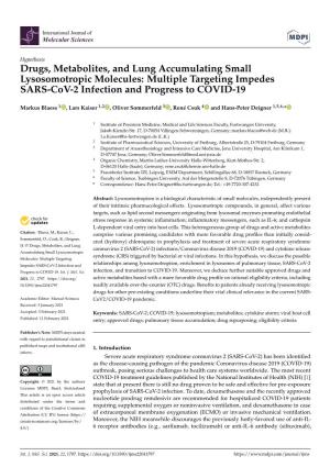 Drugs, Metabolites, and Lung Accumulating Small Lysosomotropic Molecules: Multiple Targeting Impedes SARS-Cov-2 Infection and Progress to COVID-19