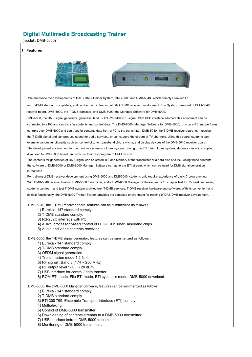 Digital Multimedia Broadcasting Trainer (Model : DMB-5000)