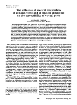 The Influence of Spectral Composition of Complex Tones and of Musical Experience on the Perceptibility of Virtual Pitch
