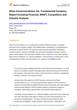 Shaw Communications, Inc. Fundamental Company Report