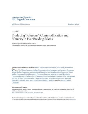 "Fabulous": Commodification and Ethnicity in Hair Braiding Salons
