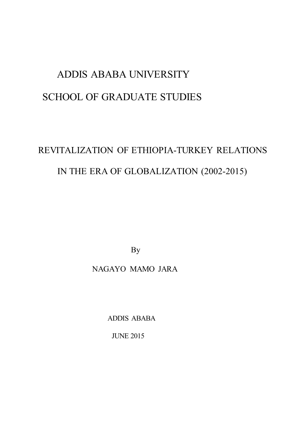 Addis Ababa University School of Graduate Studies