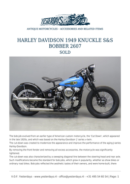 Harley Davidson 1949 Knuckle S&