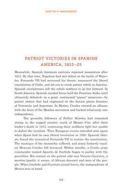 Patriot Victories in Spanish America, 1815– 25