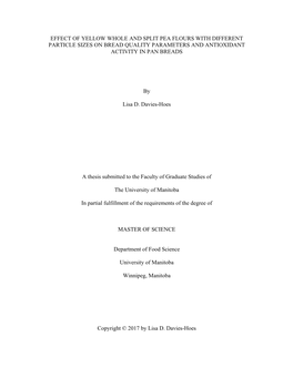 Effect of Yellow Whole and Split Pea Flours with Different Particle Sizes on Bread Quality Parameters and Antioxidant Activity in Pan Breads
