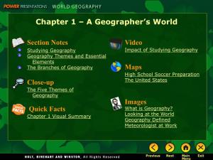 Chapter 1 – a Geographer's World