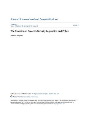 The Evolution of Greece's Security Legislation and Policy