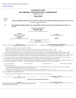 UNITED STATES SECURITIES and EXCHANGE COMMISSION Form 10-K FLEX LTD