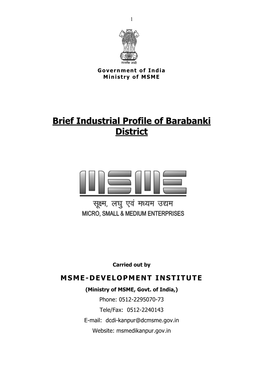 Ubrief Industrial Profile of Barabanki District