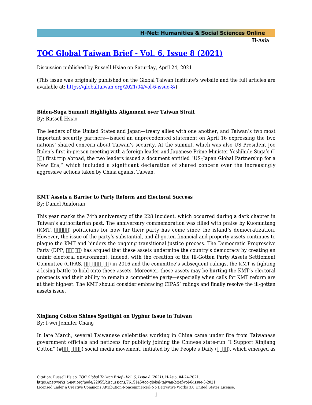 TOC Global Taiwan Brief - Vol