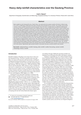 Heavy Daily-Rainfall Characteristics Over the Gauteng Province
