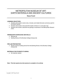Metropolitan Museum of Art: Earth Materials and Ancient Cultures