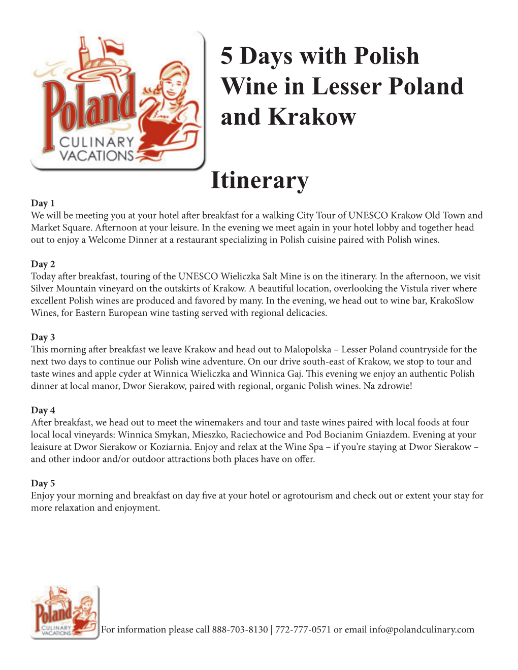 5 Days with Polish Wine in Lesser Poland and Krakow Itinerary