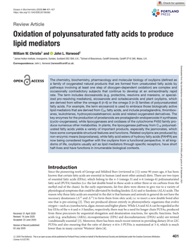 Oxidation of Polyunsaturated Fatty Acids to Produce Lipid Mediators