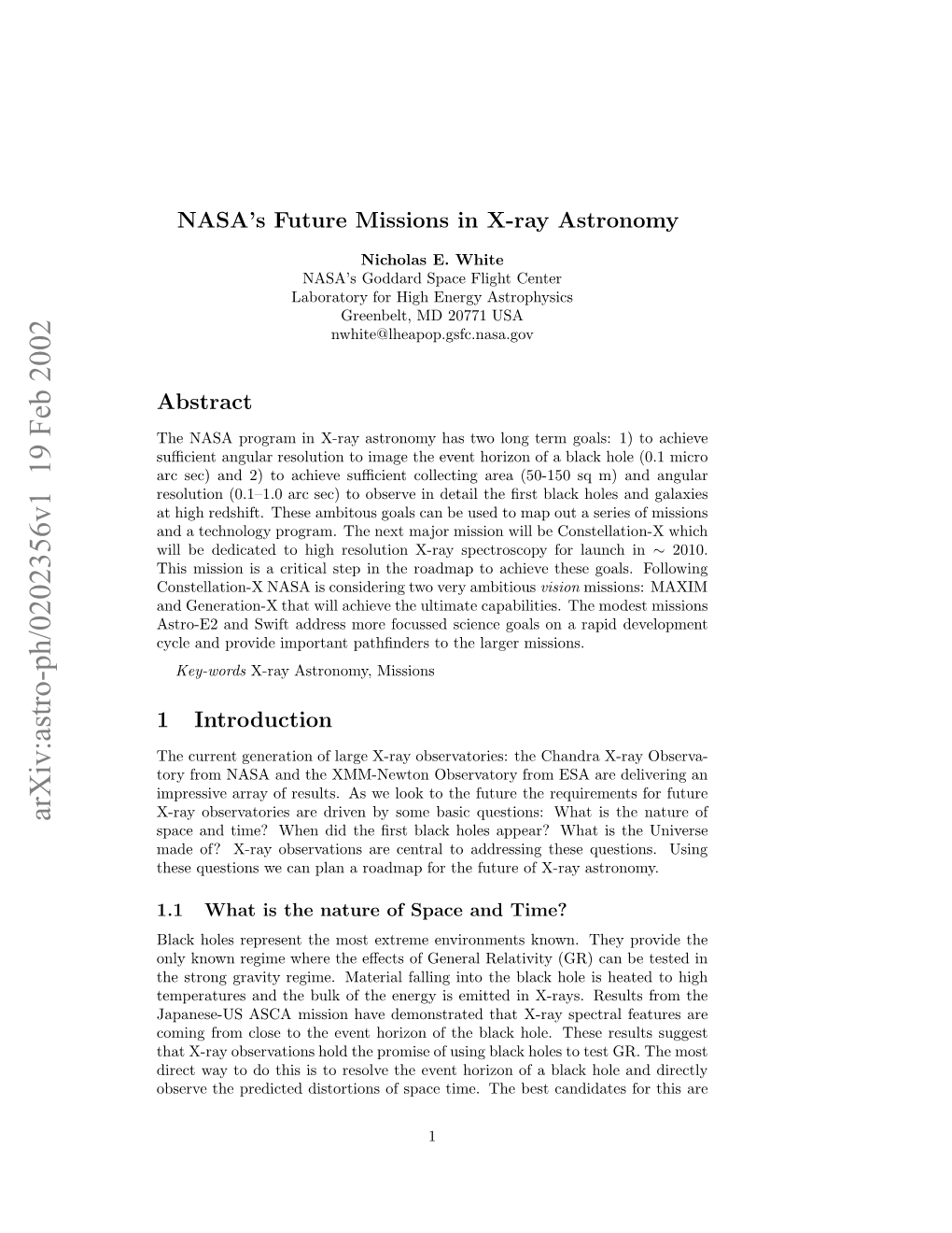 NASA's Future Missions in X-Ray Astronomy