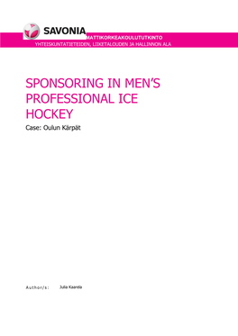 Sponsoring in Men's Professional Ice Hockey