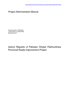 Islamic Republic of Pakistan: Khyber Pakhtunkhwa Provincial Roads Improvement Project