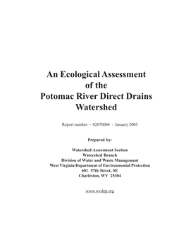 An Ecological Assessment of the Potomac River Direct Drains Watershed