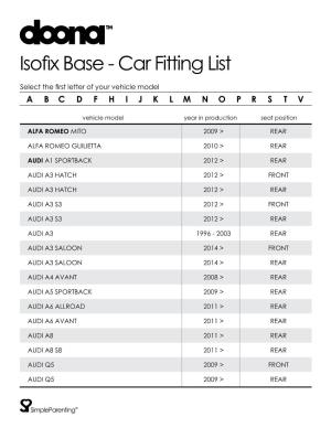 Isofix Base ­­- Car Fitting List