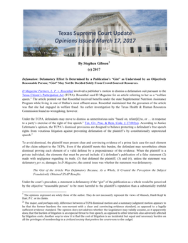 Texas Supreme Court Update