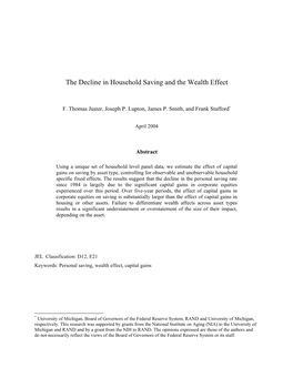 The Decline in Household Saving and the Wealth Effect