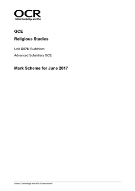 Mark Scheme G576 Buddhism June 2017