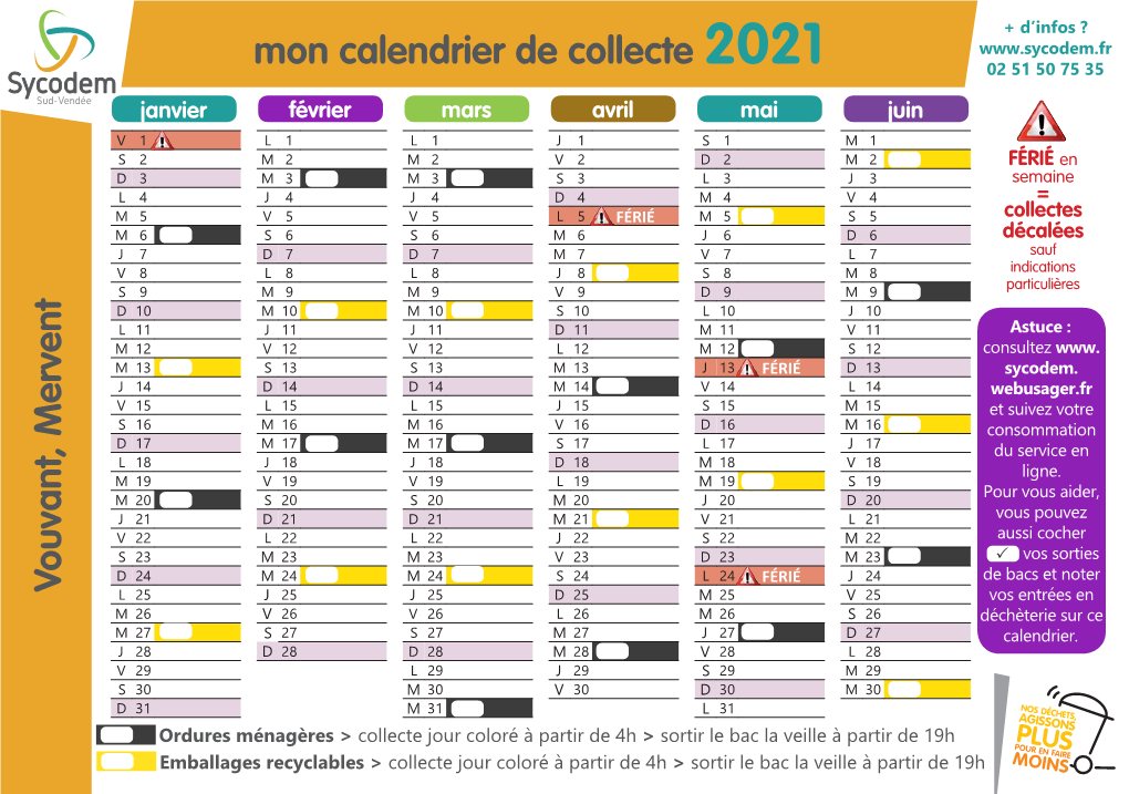 Mon Calendrier De Collecte 2021 Vouvant, Mervent