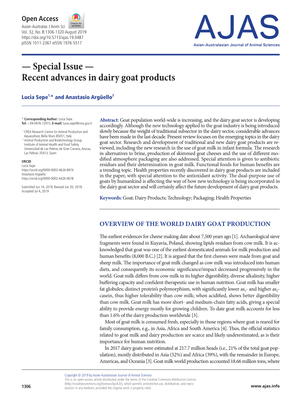 Recent Advances in Dairy Goat Products