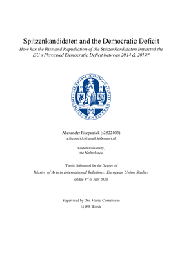 Spitzenkandidaten and the Democratic Deficit