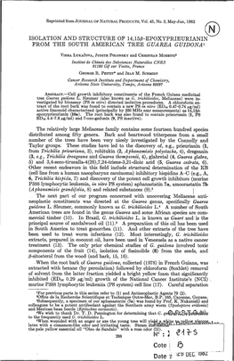 Isolation and Structure of 14,15B-Epoxyprieurianin from the South American Tree Guarea Guidona