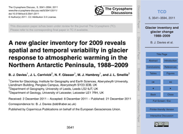 Glacier Inventory and Glacier Change 1988–2009 5 Glacier Change Results B