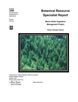 Botanical Resource Specialist Report