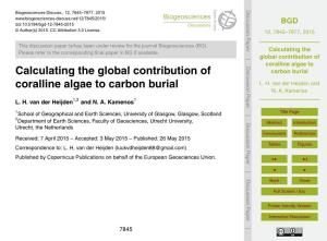 Calculating the Global Contribution of Coralline Algae to Carbon Burial