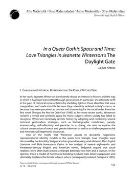 In a Queer Gothic Space and Time: Love Triangles in Jeanette Winterson’S the Daylight Gate