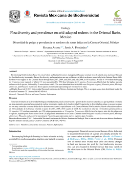 Flea Diversity and Prevalence on Arid-Adapted Rodents in the Oriental Basin