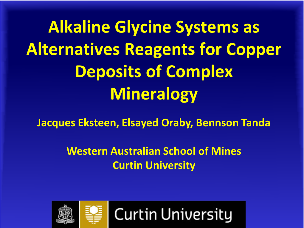 Alkaline Glycine Systems As Alternative Leaching Reagents For