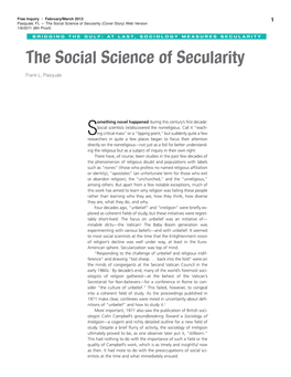 The Social Science of Secularity (Cover Story) Web Version 1/6/2011 (8Th Proof)