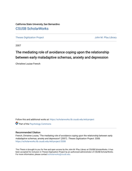 The Mediating Role of Avoidance Coping Upon the Relationship Between Early Maladaptive Schemas, Anxiety and Depression