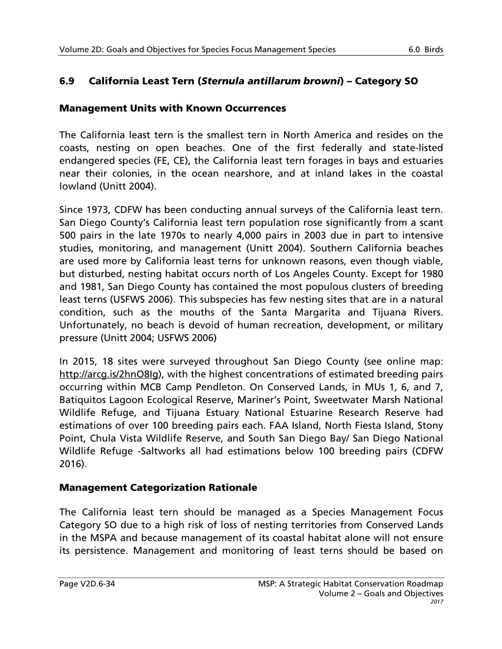 6.9 California Least Tern (Sternula Antillarum Browni) – Category SO