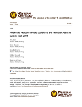 Americans' Attitudes Toward Euthanasia and Physician-Assisted Suicide, 1936-2002