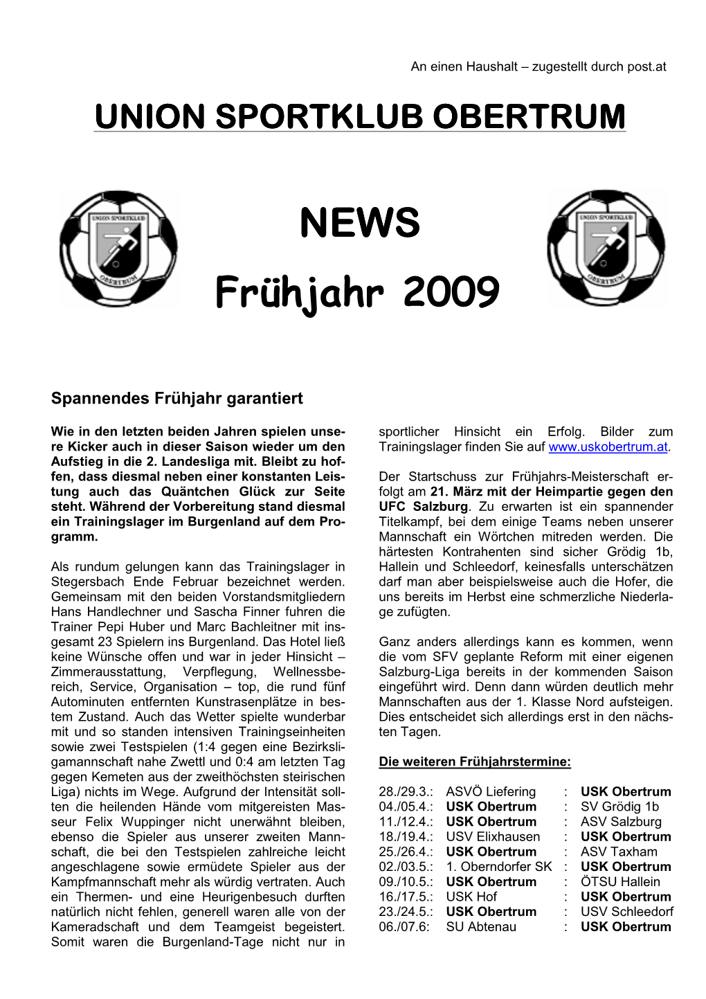 USK NEWS Frühjahr 2009