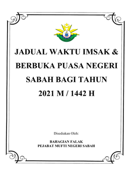 Jadual Waktu Imsak & Berbuka Puasa Negeri Sabah Bagi