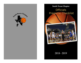 South Texas Chapter Officials Pregame Checklist
