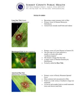 Ixodes Scapularis) American Dog Tick (Dermacentor Variabilis